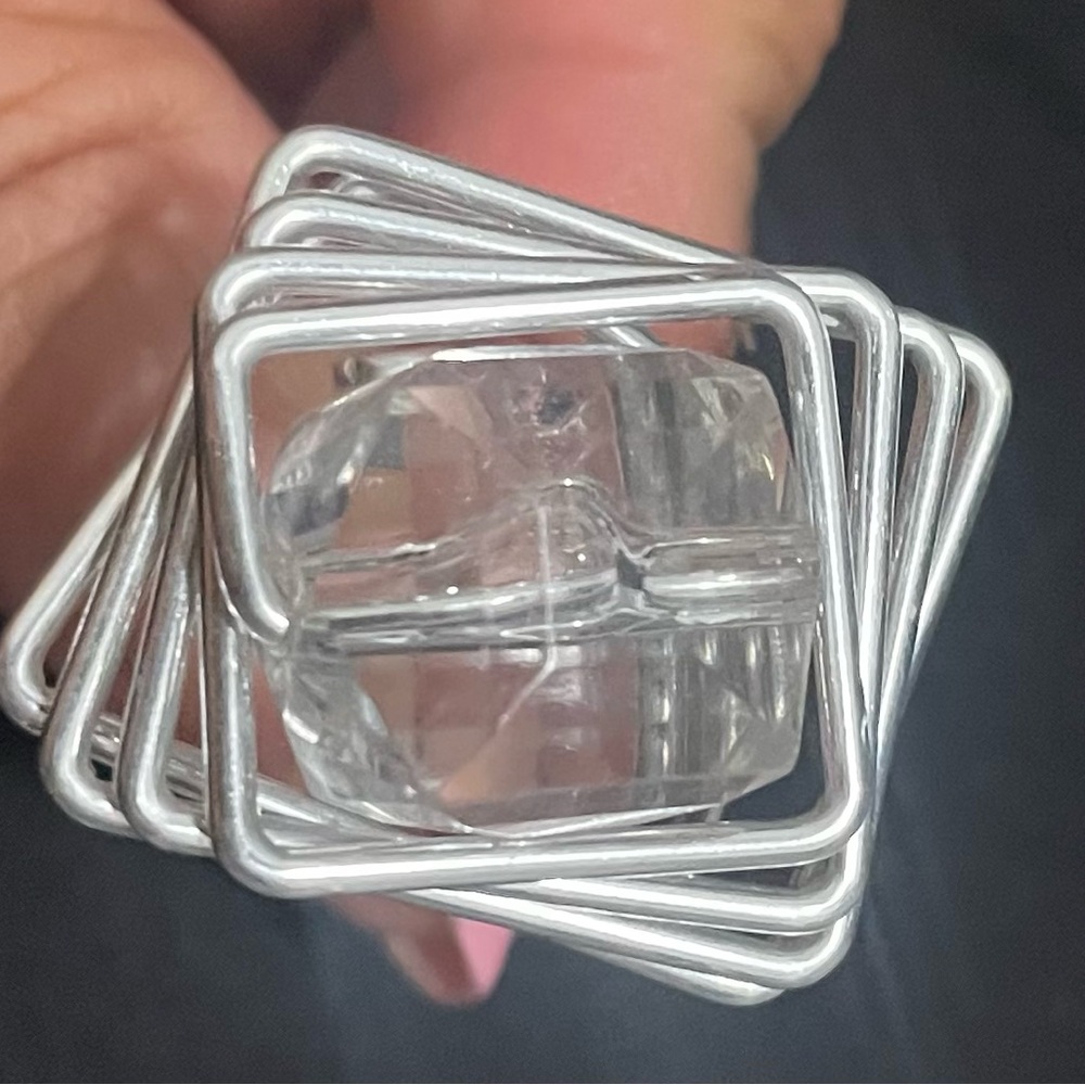 2 Adjustable Metal & Crystal Rings - Picture 2 of 3